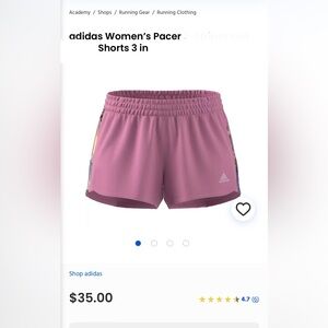 ADIDAS Pacer Shorts 3 inch Size Small NWOT aqua blue